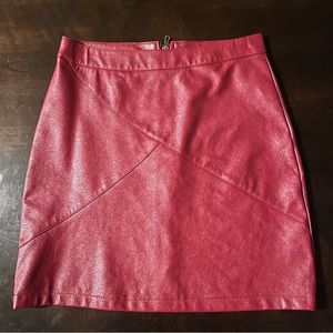 GUANYY Wine Red High Waisted Faux Leather Mini Pencil Skirt, Size S, NWOT